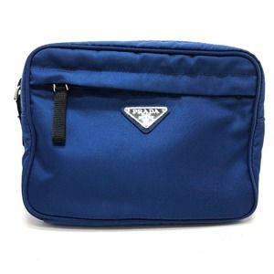 PRADA 2VL001 Triangle Logo Waist Bag, Nylon, Men's, Blue